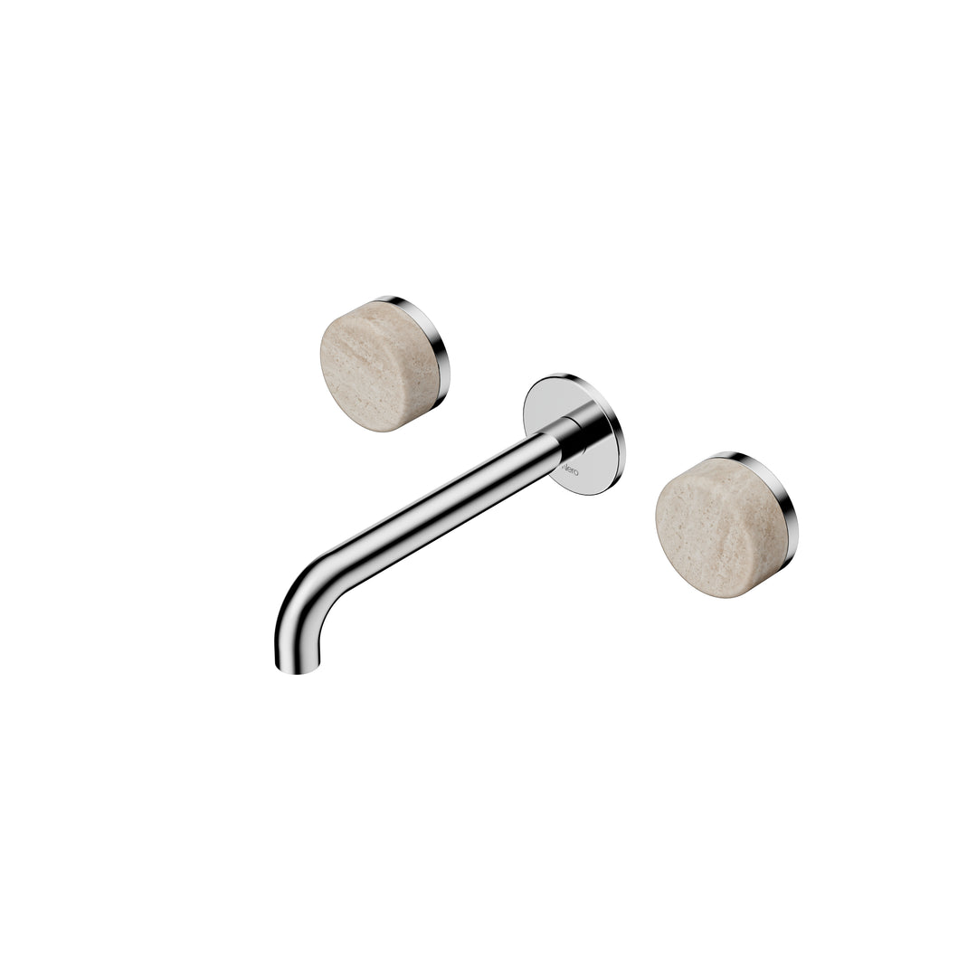 Nero Serenity Wall Basin Set 160/185/220mm - Rome Travertine Handle Chrome / 185mm