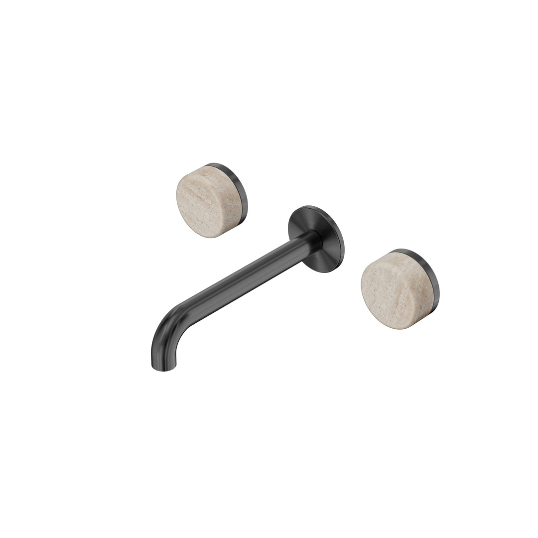 Nero Serenity Wall Basin Set 160/185/220mm - Rome Travertine Handle Gunmetal / 185mm