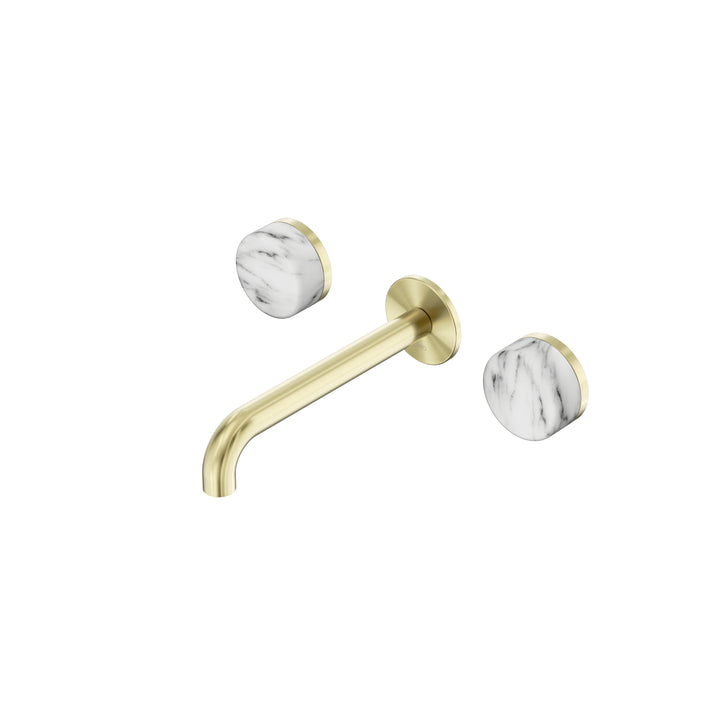 Nero Serenity Wall Basin Set 160/185/220mm - Arabescato Corchia Handle Brushed Gold / 185mm