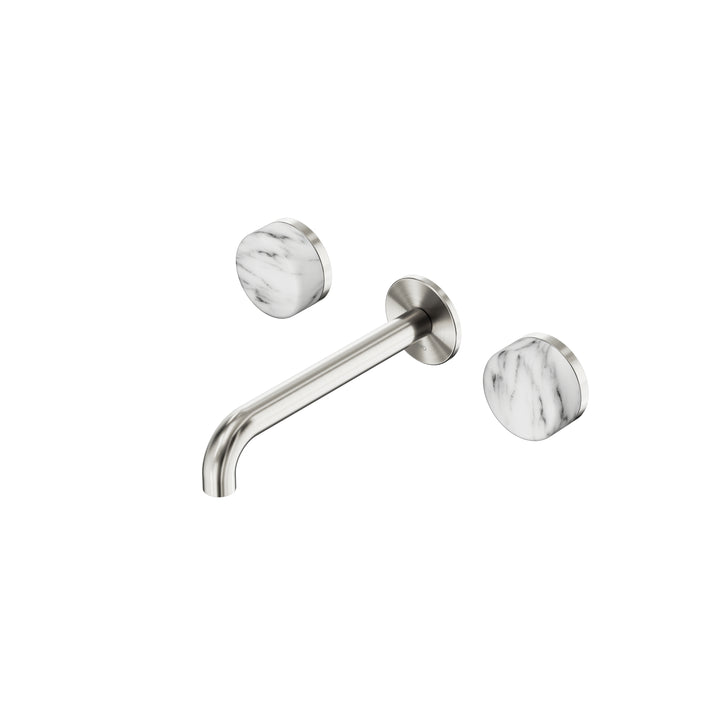 Nero Serenity Wall Basin Set 160/185/220mm - Arabescato Corchia Handle Brushed Nickel / 185mm