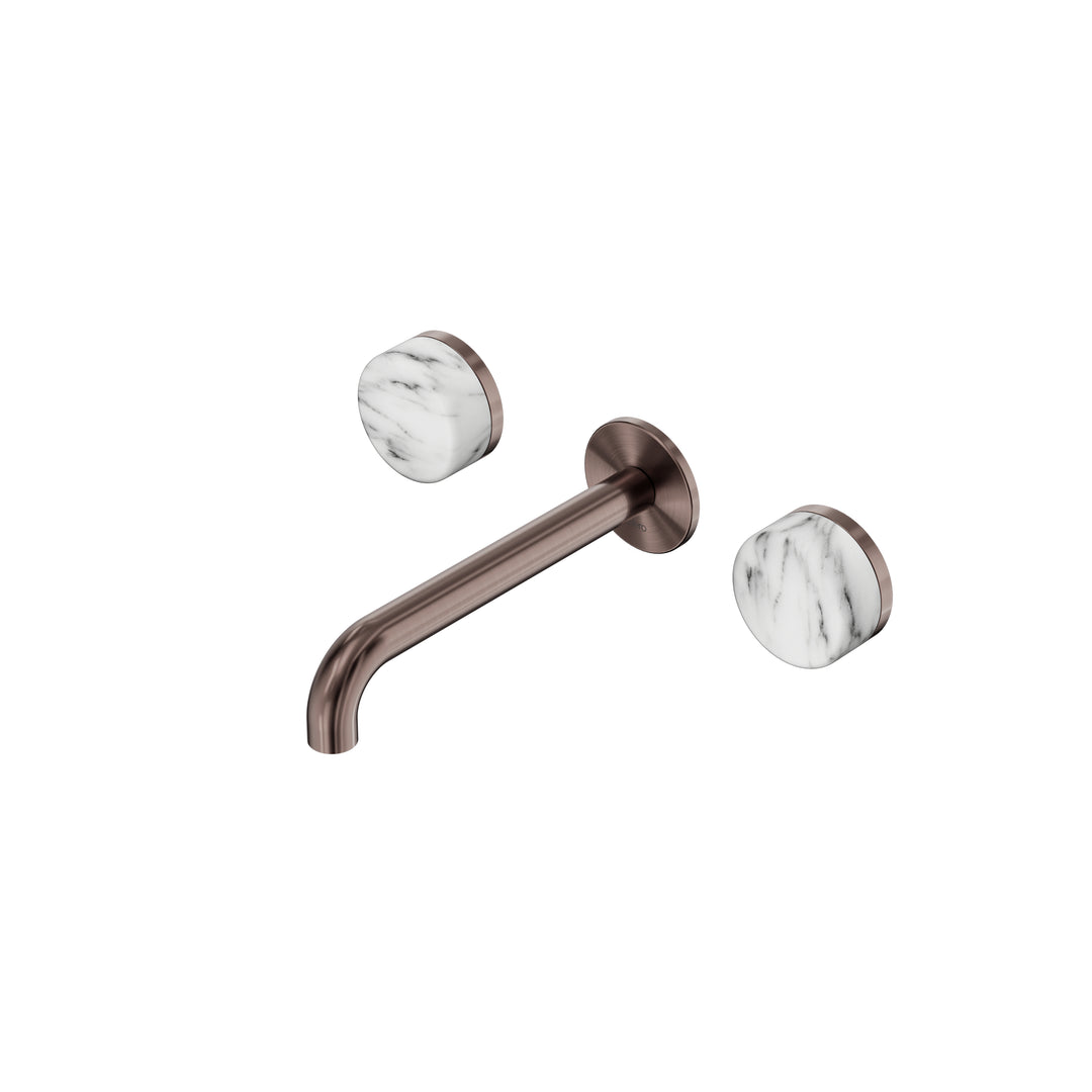 Nero Serenity Wall Basin Set 160/185/220mm - Arabescato Corchia Handle Brushed Bronze / 185mm
