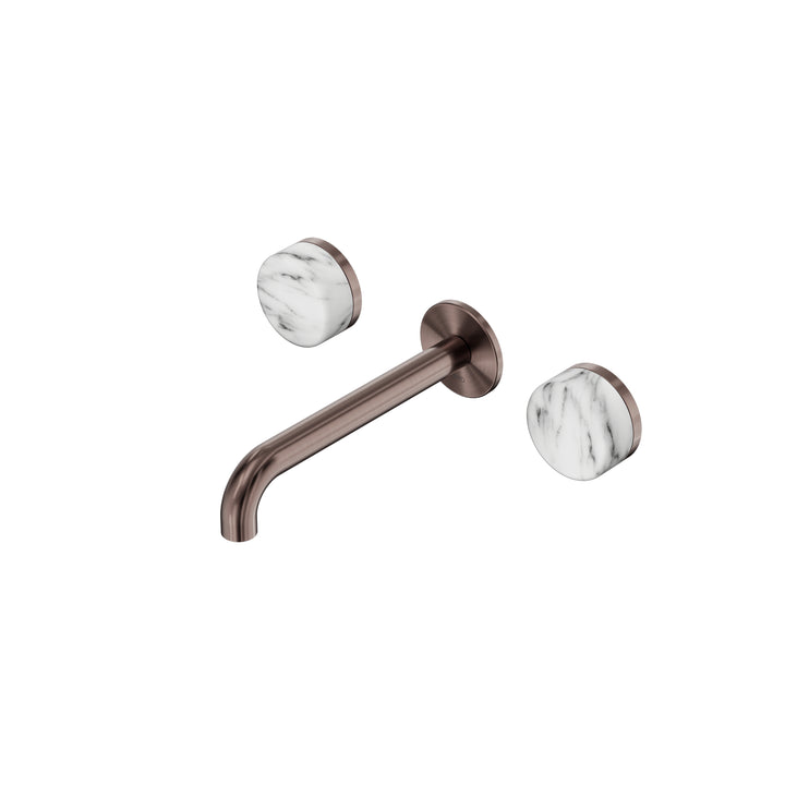 Nero Serenity Wall Basin Set 160/185/220mm - Arabescato Corchia Handle Brushed Bronze / 185mm