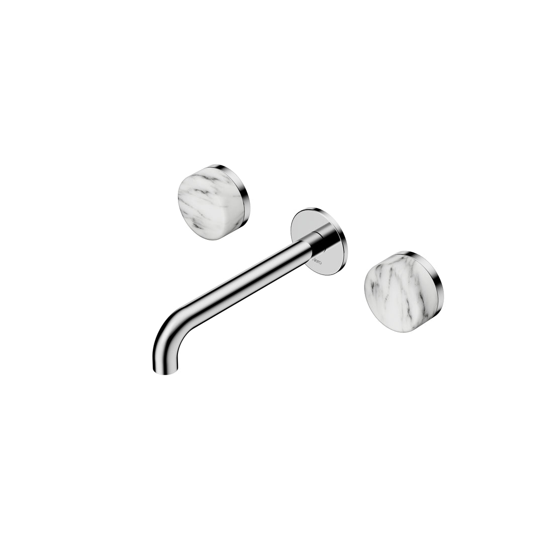 Nero Serenity Wall Basin Set 160/185/220mm - Arabescato Corchia Handle Chrome / 185mm