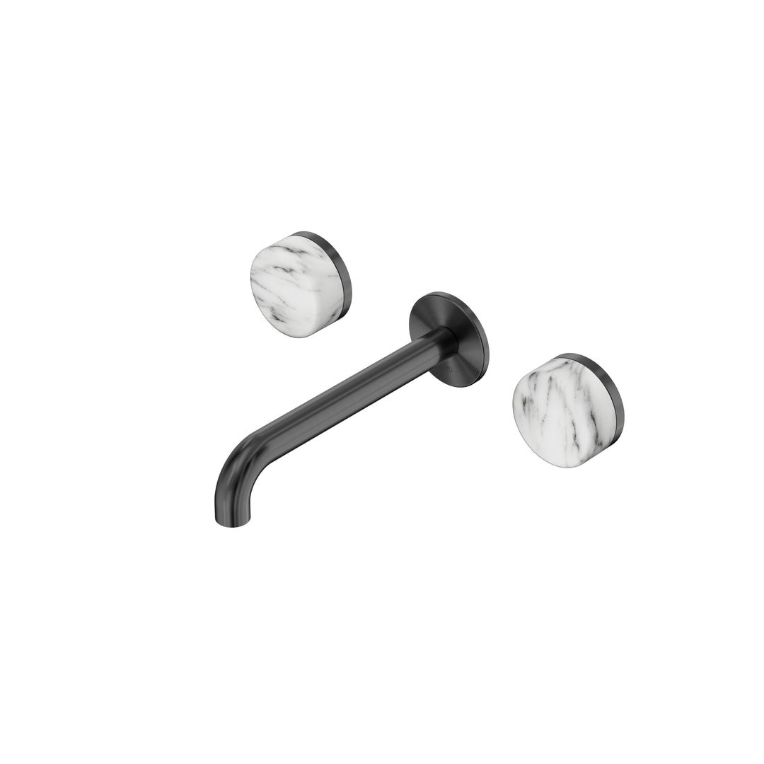 Nero Serenity Wall Basin Set 160/185/220mm - Arabescato Corchia Handle Gunmetal / 185mm