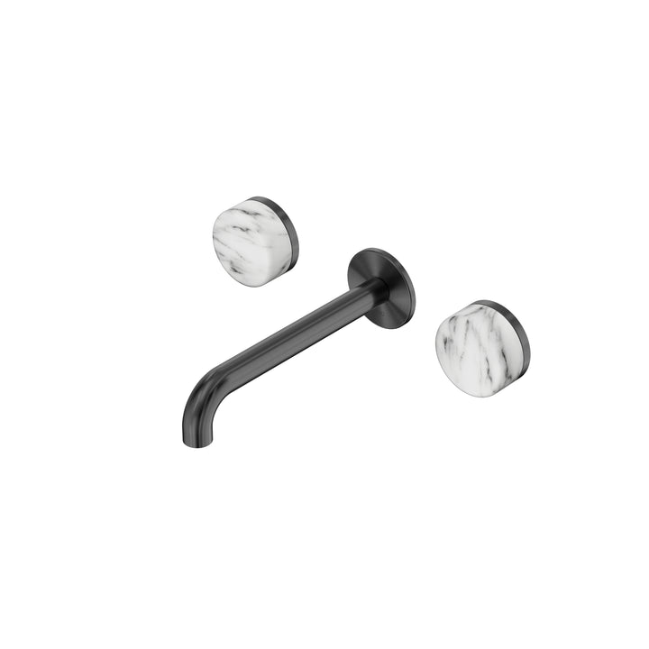 Nero Serenity Wall Basin Set 160/185/220mm - Arabescato Corchia Handle Gunmetal / 185mm