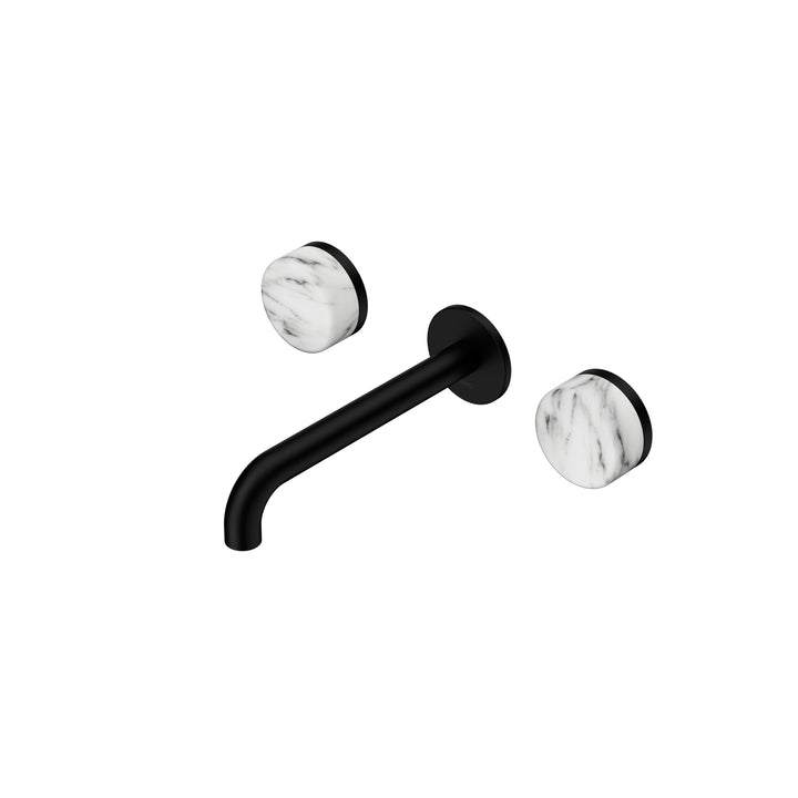 Nero Serenity Wall Basin Set 160/185/220mm - Arabescato Corchia Handle Matte Black / 185mm