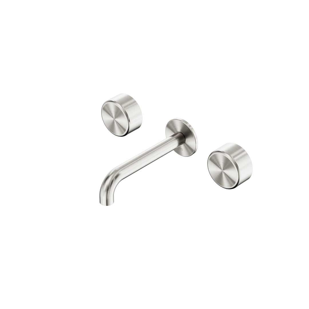 Nero Serenity Wall Basin Set 160/185/220mm - Metal Handle Brushed Nickel / 185mm