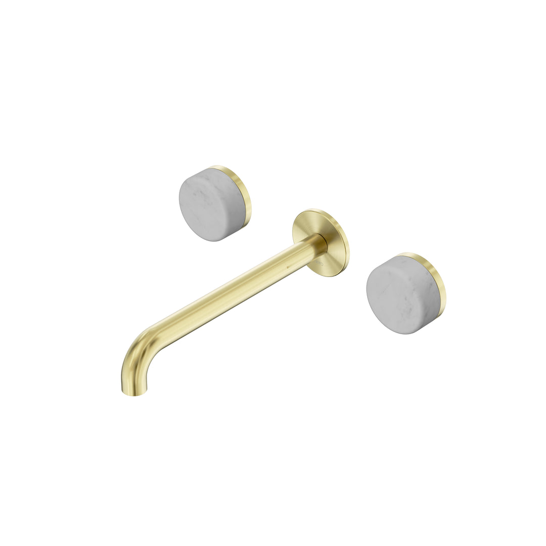 Nero Serenity Wall Basin Set 160/185/220mm - Carrara Handle Brushed Gold / 220mm