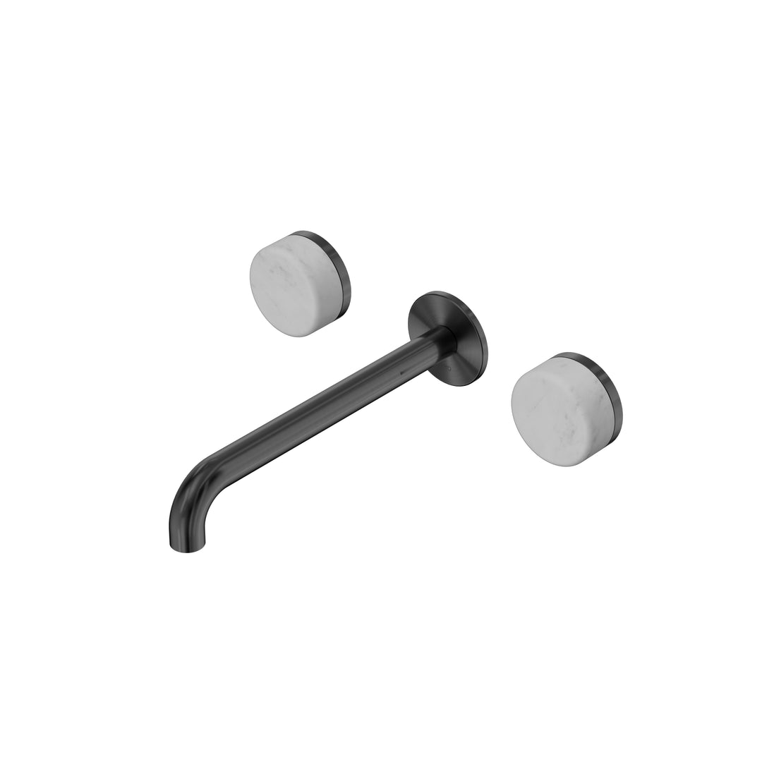 Nero Serenity Wall Basin Set 160/185/220mm - Carrara Handle Gun Metal / 220mm