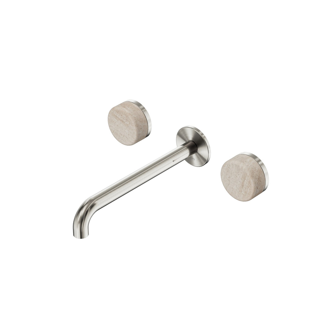 Nero Serenity Wall Basin Set 160/185/220mm - Rome Travertine Handle Brushed Nickel / 220mm