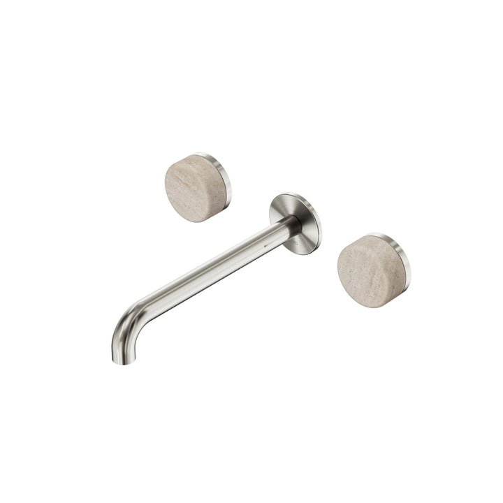 Nero Serenity Wall Basin Set 160/185/220mm - Rome Travertine Handle Brushed Nickel / 220mm