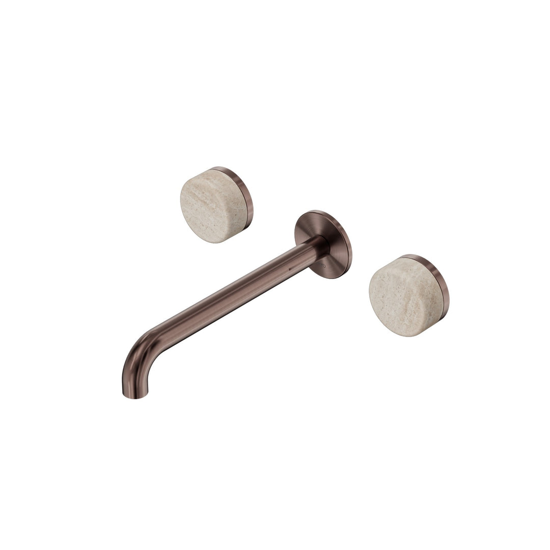 Nero Serenity Wall Basin Set 160/185/220mm - Rome Travertine Handle Brushed Bronze / 220mm