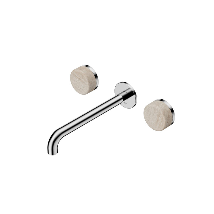 Nero Serenity Wall Basin Set 160/185/220mm - Rome Travertine Handle Chrome / 220mm
