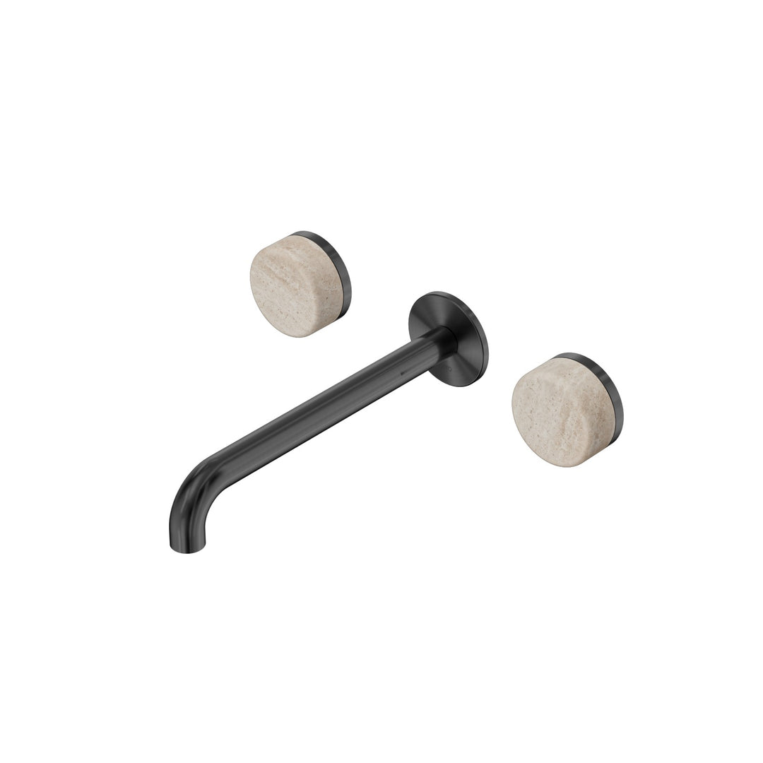 Nero Serenity Wall Basin Set 160/185/220mm - Rome Travertine Handle Gunmetal / 220mm
