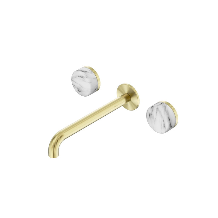 Nero Serenity Wall Basin Set 160/185/220mm - Arabescato Corchia Handle Brushed Gold / 220mm