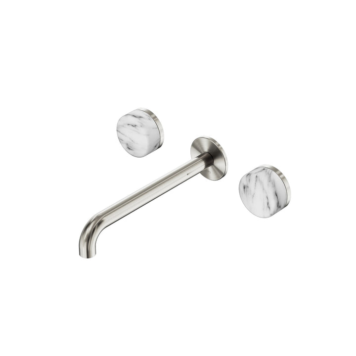 Nero Serenity Wall Basin Set 160/185/220mm - Arabescato Corchia Handle Brushed Nickel / 220mm