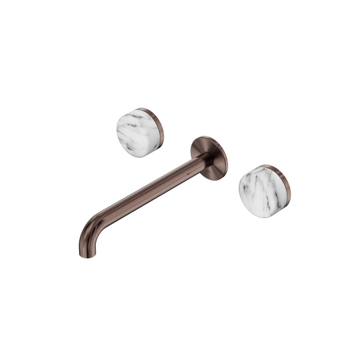 Nero Serenity Wall Basin Set 160/185/220mm - Arabescato Corchia Handle Brushed Bronze / 220mm