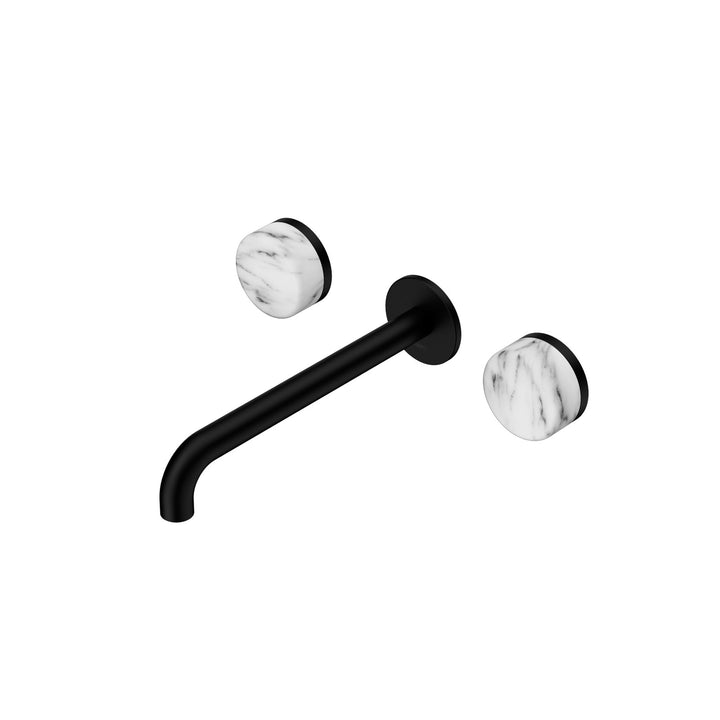 Nero Serenity Wall Basin Set 160/185/220mm - Arabescato Corchia Handle Matte Black / 220mm