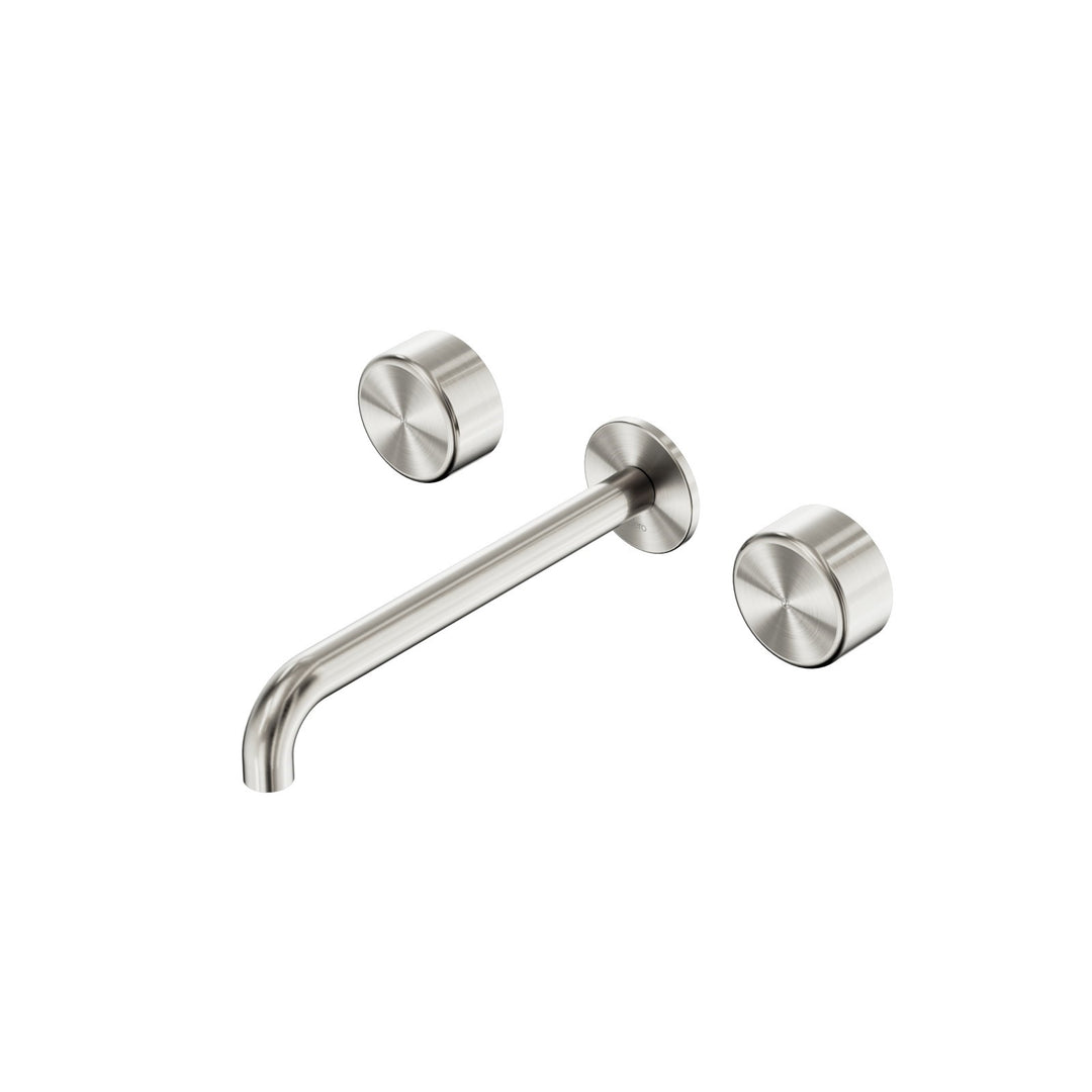 Nero Serenity Wall Basin Set 160/185/220mm - Metal Handle Brushed Nickel / 220mm
