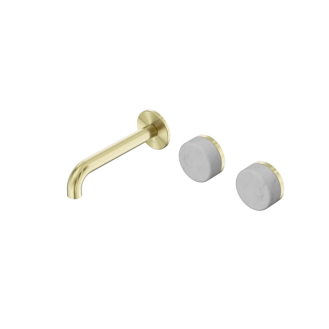 Nero Serenity Wall Basin Set 160/185/220mm Offset - Carrara Handle Brushed Gold / 160mm
