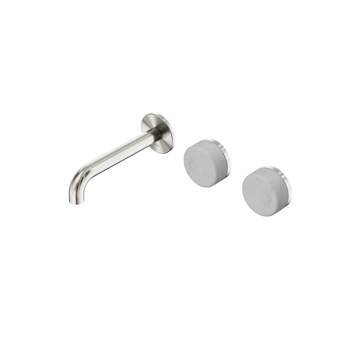 Nero Serenity Wall Basin Set 160/185/220mm Offset - Carrara Handle Brushed Nickel / 160mm
