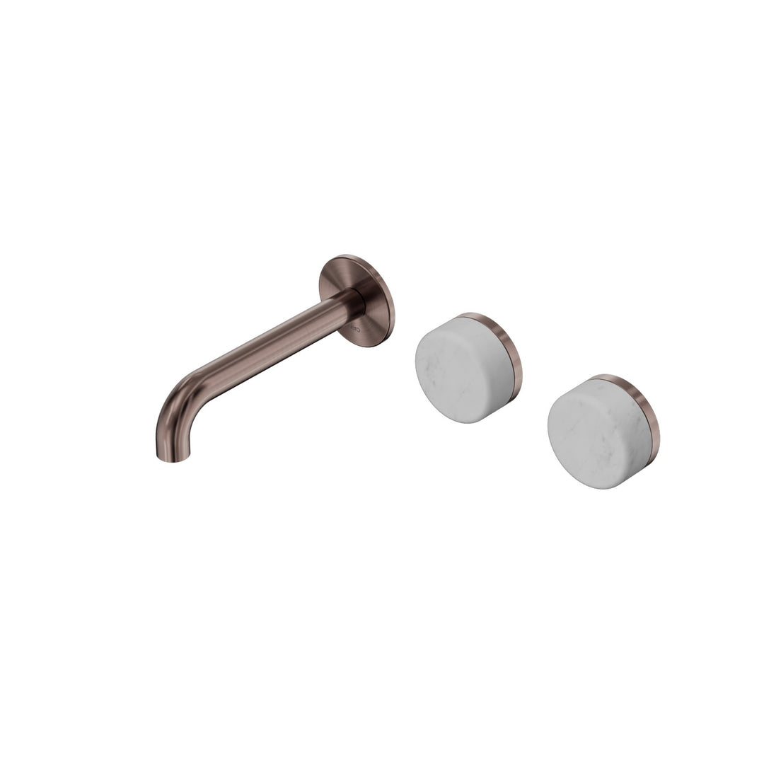 Nero Serenity Wall Basin Set 160/185/220mm Offset - Carrara Handle Brushed Bronze / 160mm