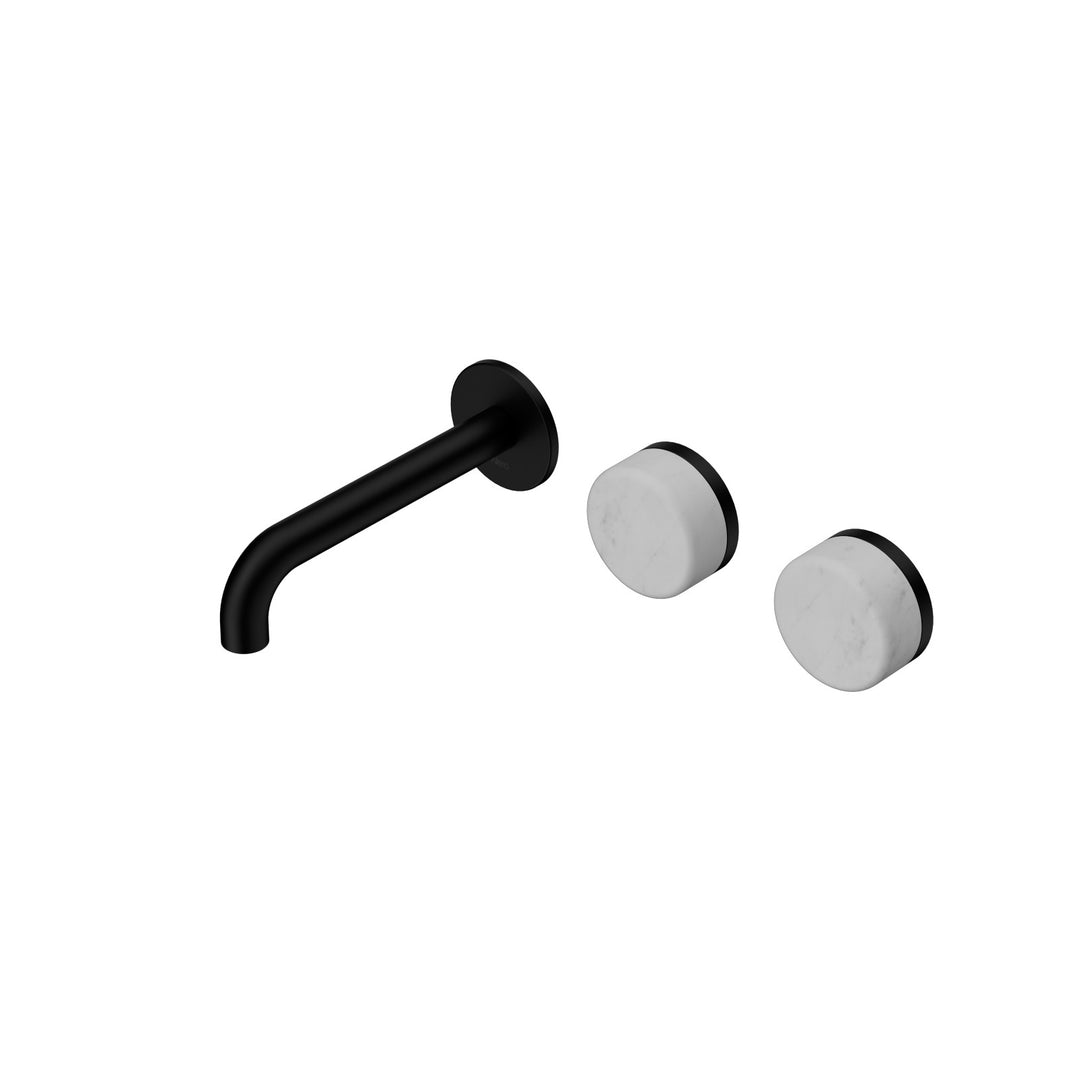 Nero Serenity Wall Basin Set 160/185/220mm Offset - Carrara Handle Matte Black / 160mm