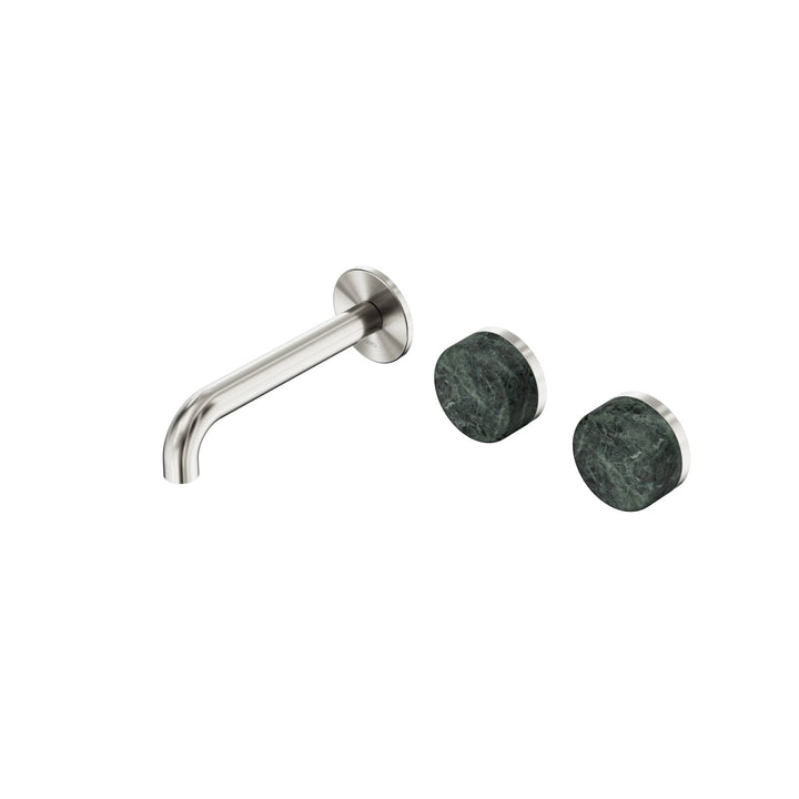 Nero Serenity Wall Basin Set 160/185/220mm Offset - Verde Alpi Handle Brushed Nickel / 160mm