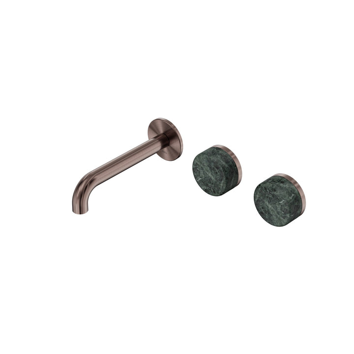 Nero Serenity Wall Basin Set 160/185/220mm Offset - Verde Alpi Handle Brushed Bronze / 160mm