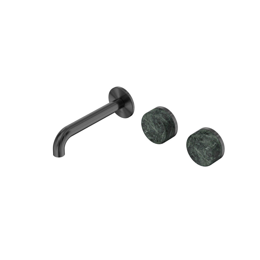 Nero Serenity Wall Basin Set 160/185/220mm Offset - Verde Alpi Handle Gunmetal / 160mm
