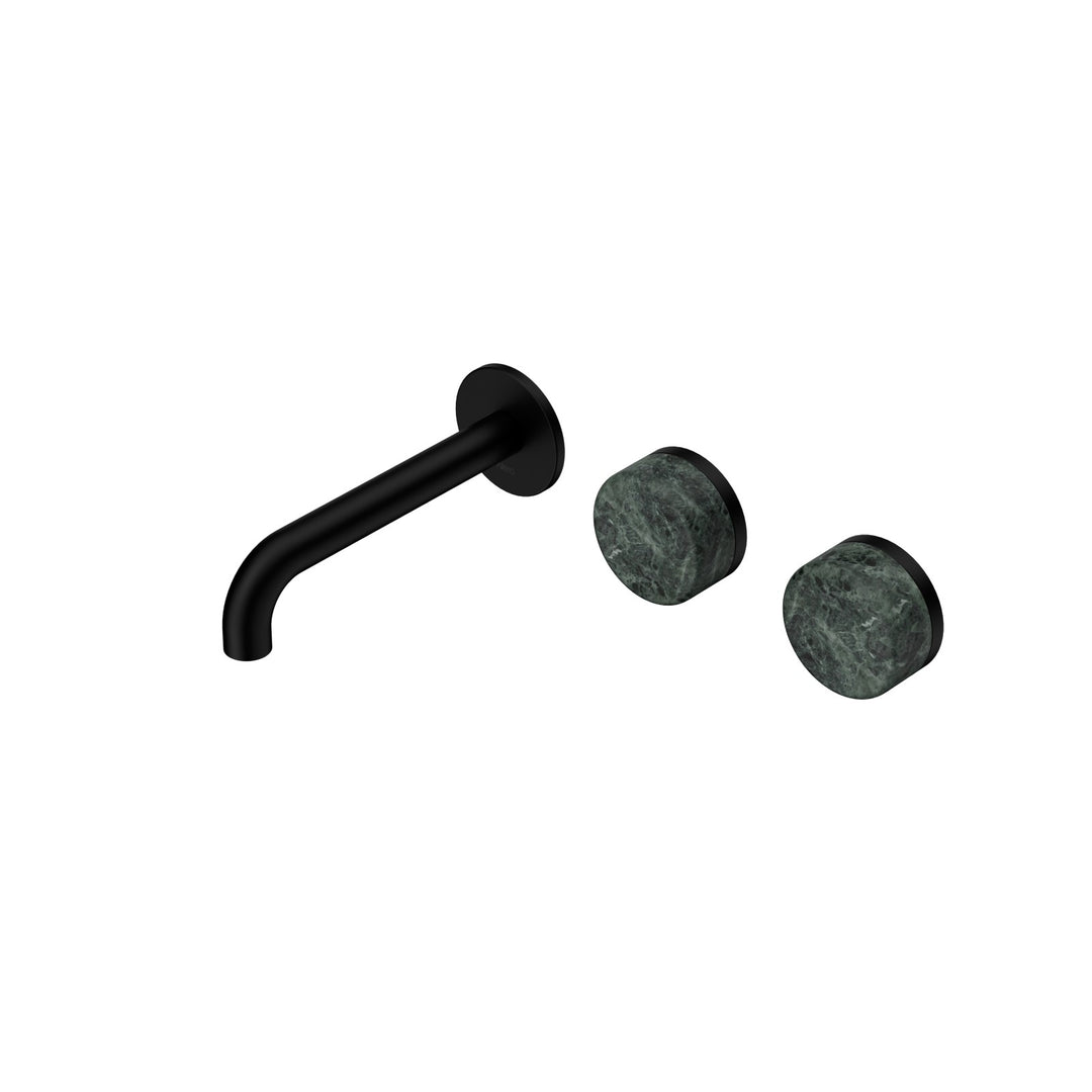 Nero Serenity Wall Basin Set 160/185/220mm Offset - Verde Alpi Handle Matte Black / 160mm
