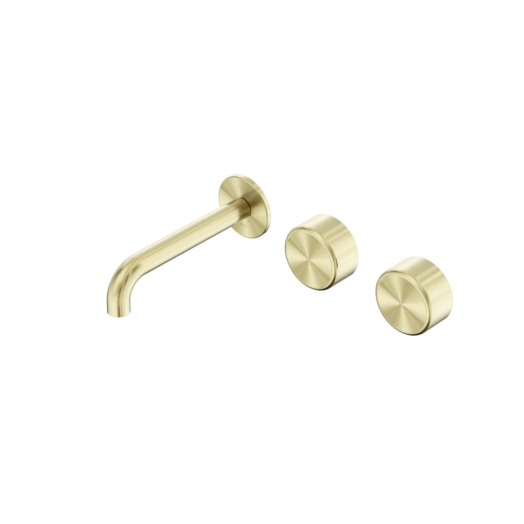 Nero Serenity Wall Basin Set 160/185/220mm Offset - Metal Handle Brushed Gold / 160mm