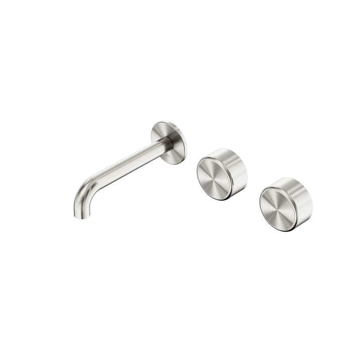 Nero Serenity Wall Basin Set 160/185/220mm Offset - Metal Handle Brushed Nickel / 160mm