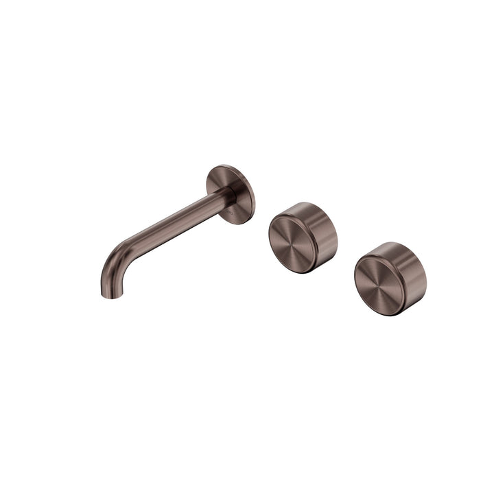Nero Serenity Wall Basin Set 160/185/220mm Offset - Metal Handle Brushed Bronze / 160mm