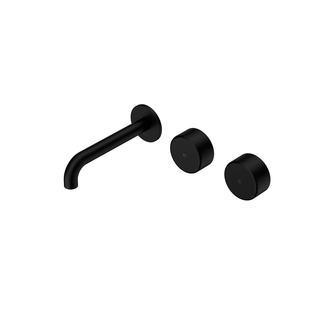 Nero Serenity Wall Basin Set 160/185/220mm Offset - Metal Handle Matte Black / 160mm