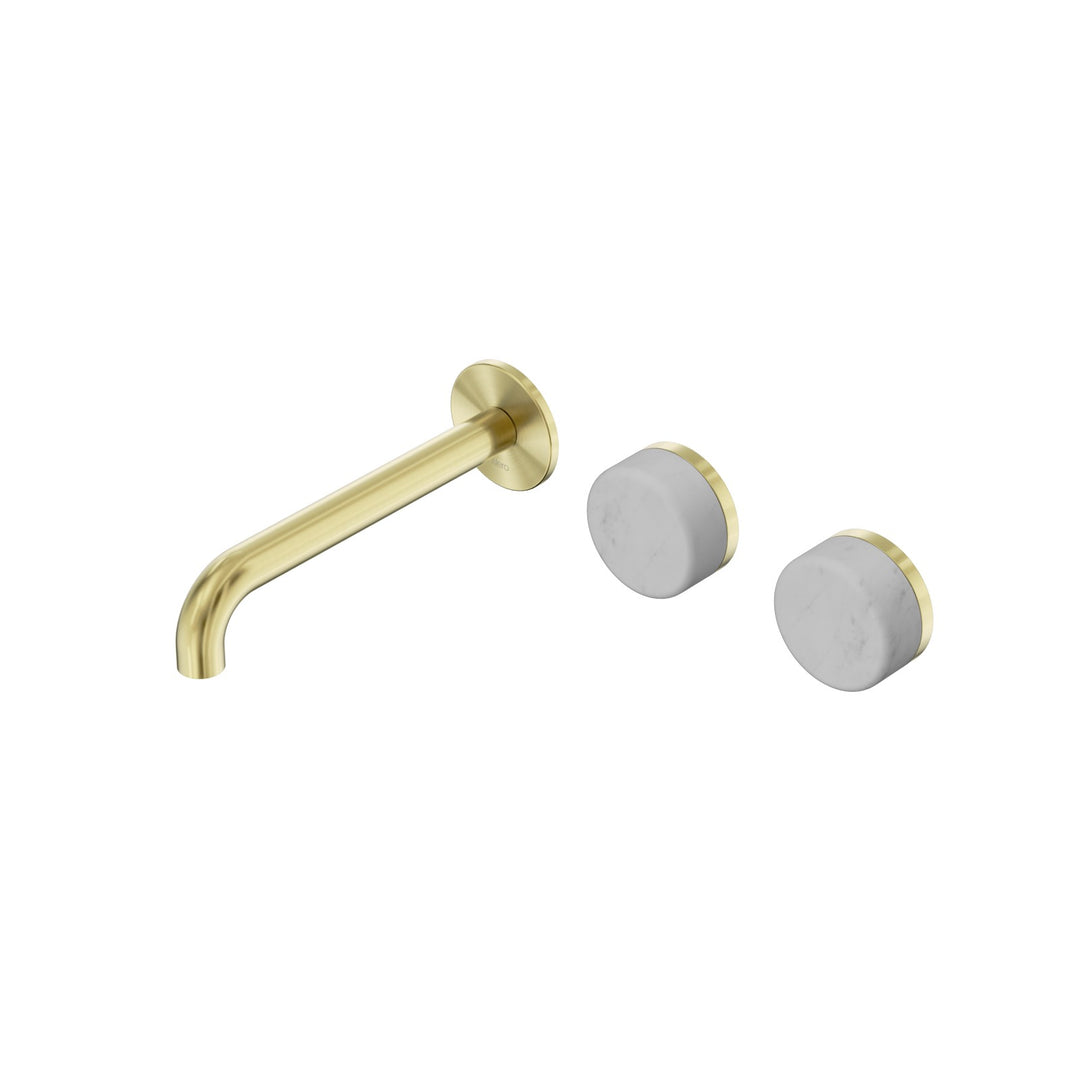 Nero Serenity Wall Basin Set 160/185/220mm Offset - Carrara Handle Brushed Gold / 185mm