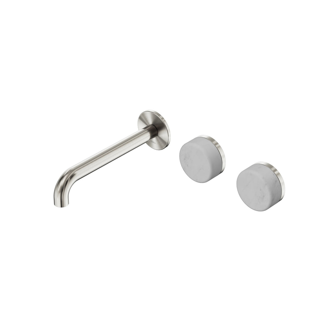 Nero Serenity Wall Basin Set 160/185/220mm Offset - Carrara Handle Brushed Nickel / 185mm