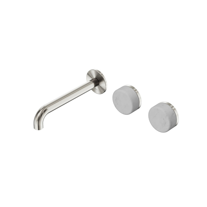 Nero Serenity Wall Basin Set 160/185/220mm Offset - Carrara Handle Brushed Nickel / 185mm