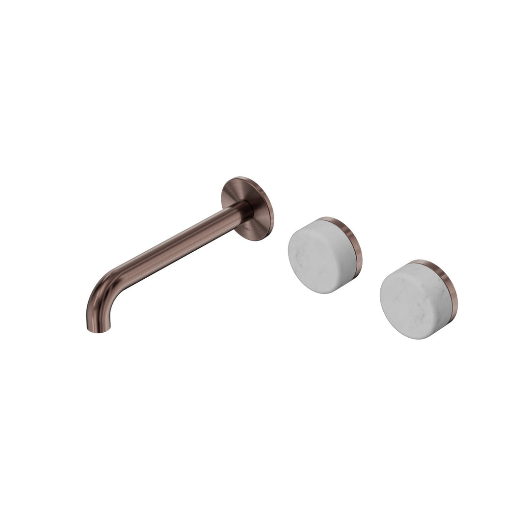 Nero Serenity Wall Basin Set 160/185/220mm Offset - Carrara Handle Brushed Bronze / 185mm