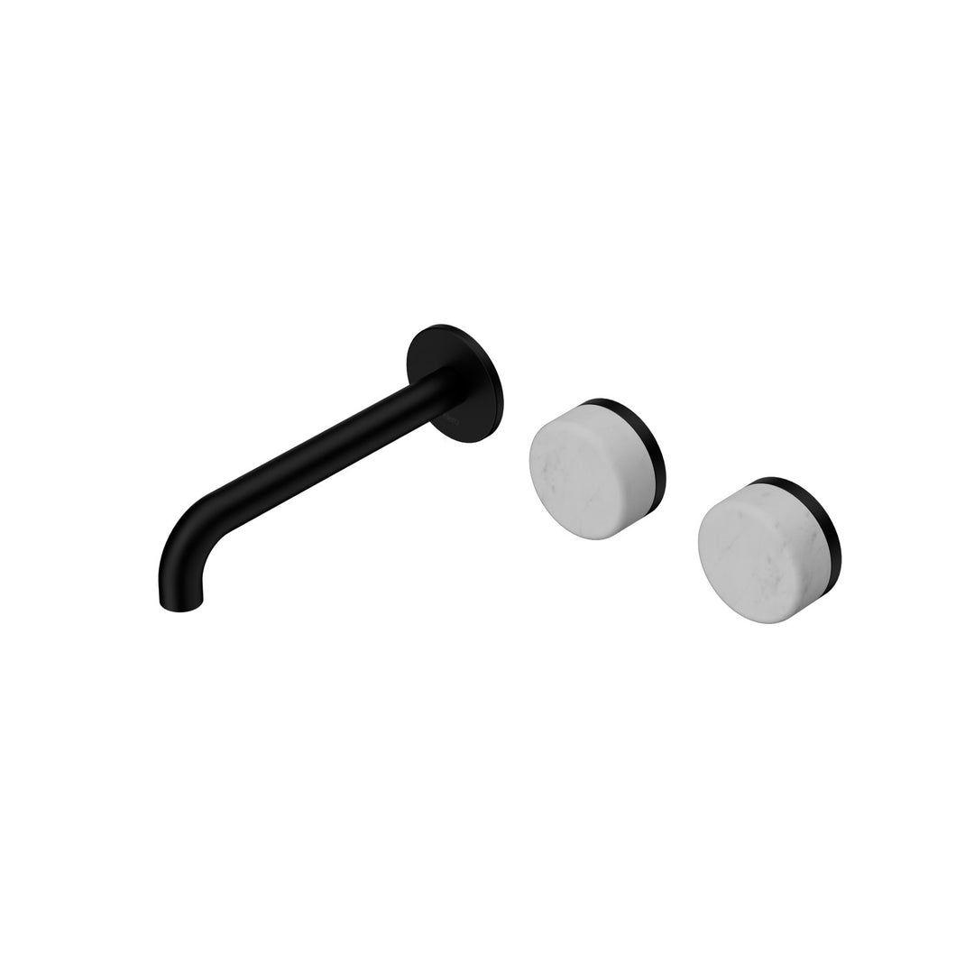 Nero Serenity Wall Basin Set 160/185/220mm Offset - Carrara Handle Matte Black / 185mm