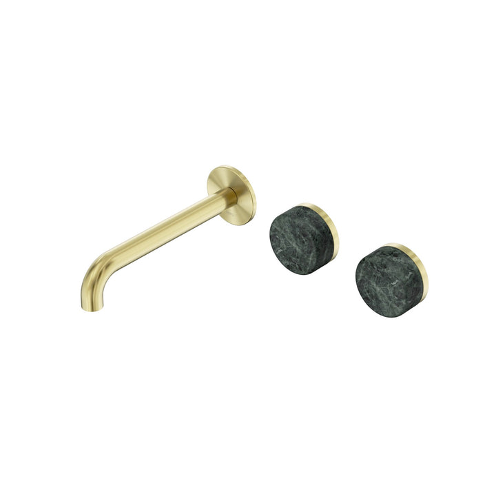 Nero Serenity Wall Basin Set 160/185/220mm Offset - Verde Alpi Handle Brushed Gold / 185mm