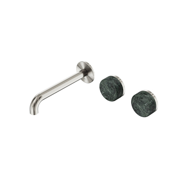 Nero Serenity Wall Basin Set 160/185/220mm Offset - Verde Alpi Handle Brushed Nickel / 185mm