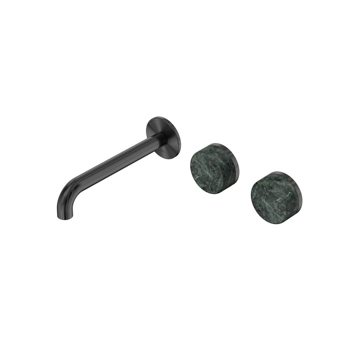 Nero Serenity Wall Basin Set 160/185/220mm Offset - Verde Alpi Handle Gun Metal / 185mm