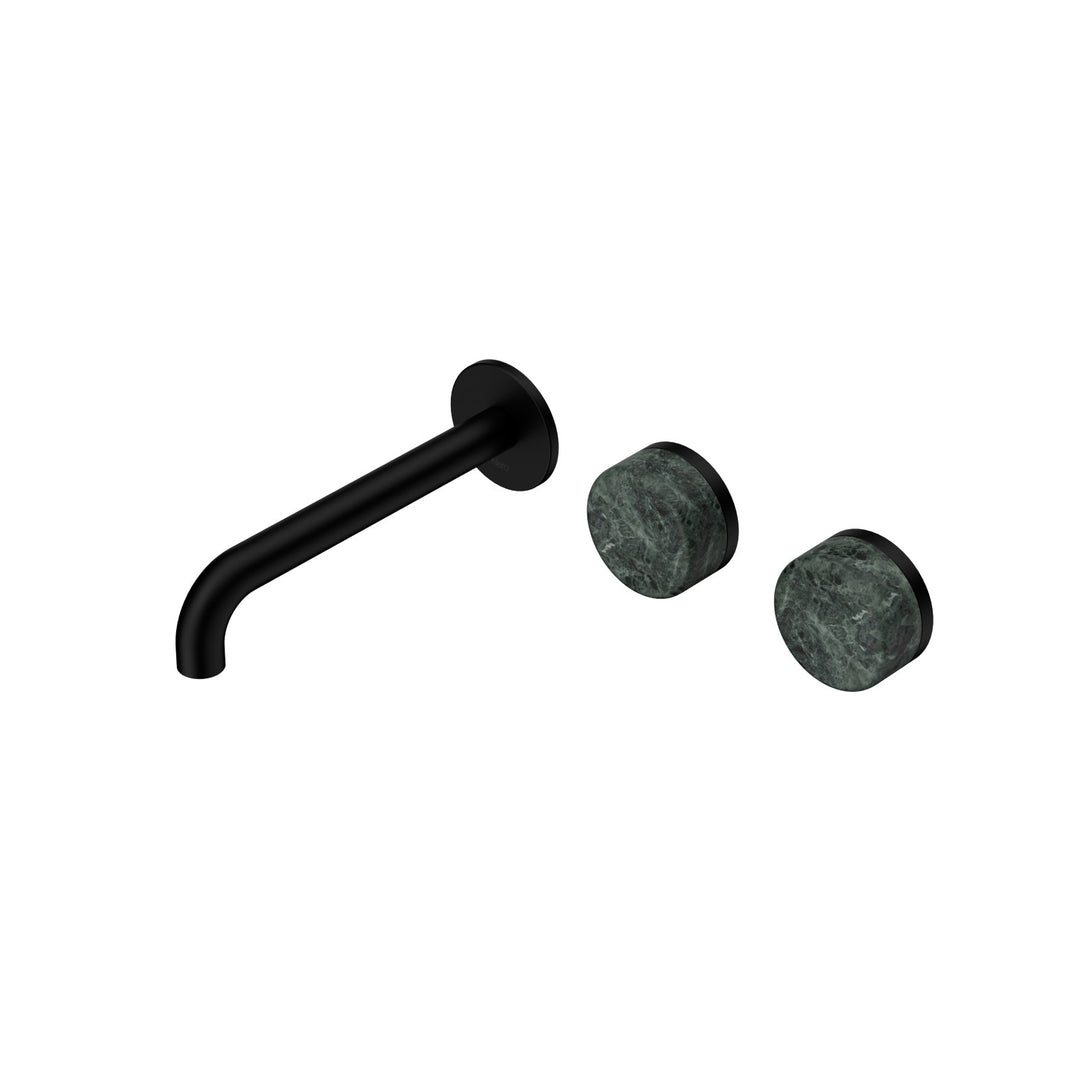 Nero Serenity Wall Basin Set 160/185/220mm Offset - Verde Alpi Handle Matte Black / 185mm