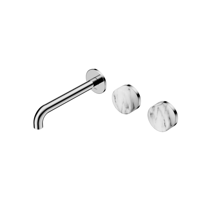 Nero Serenity Wall Basin Set 160/185/220mm Offset - Arabescato Corchia Handle Chrome / 185mm