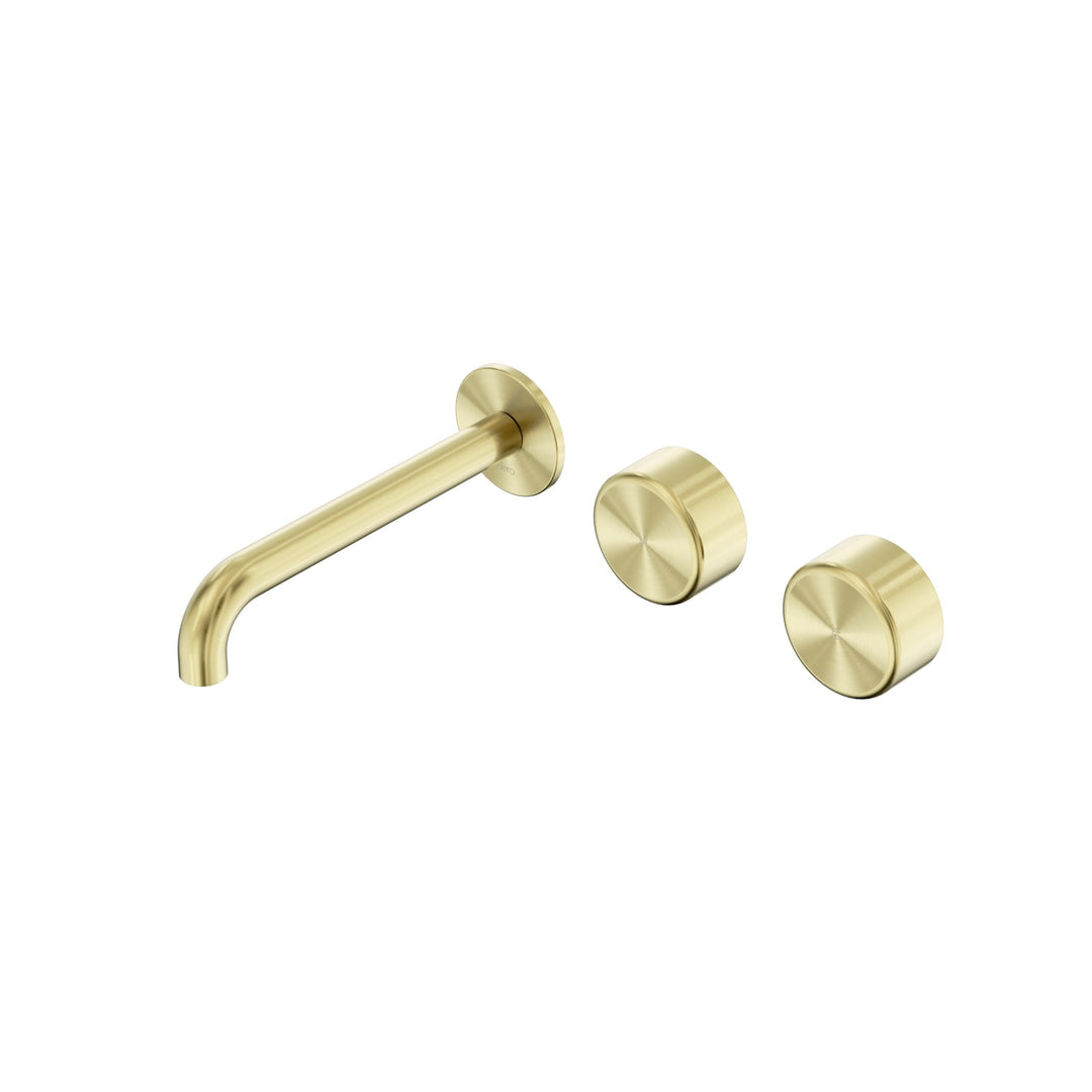 Nero Serenity Wall Basin Set 160/185/220mm Offset - Metal Handle Brushed Gold / 185mm