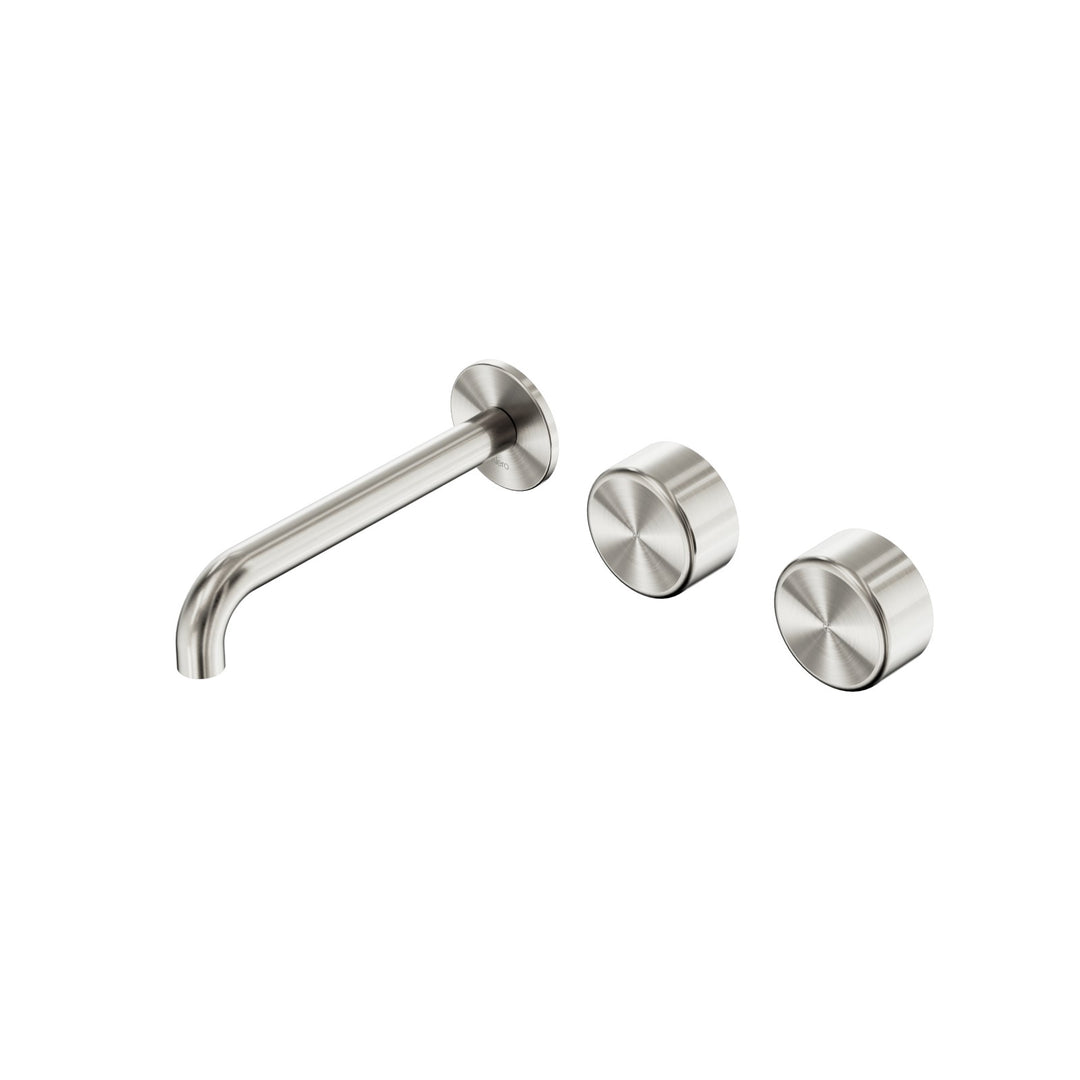 Nero Serenity Wall Basin Set 160/185/220mm Offset - Metal Handle Brushed Nickel / 185mm