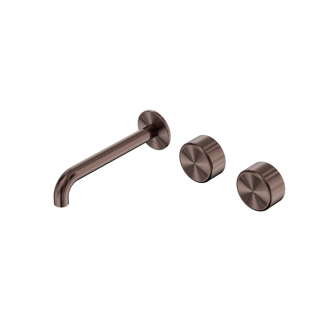 Nero Serenity Wall Basin Set 160/185/220mm Offset - Metal Handle Brushed Bronze / 185mm