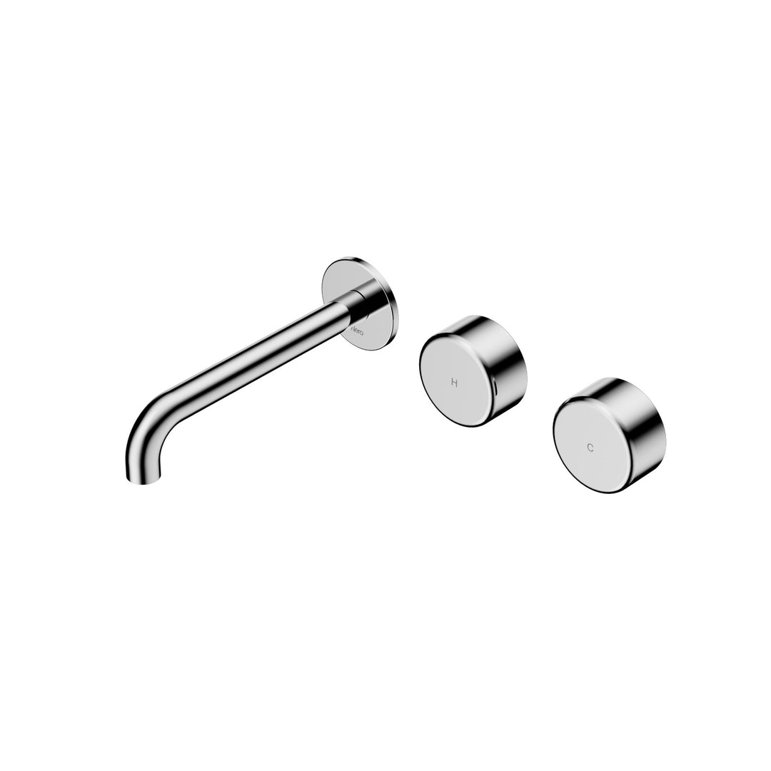 Nero Serenity Wall Basin Set 160/185/220mm Offset - Metal Handle Chrome / 185mm