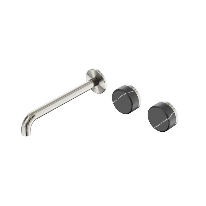 Nero Serenity Wall Basin Set 160/185/220mm Offset - Carrara Handle Brushed Nickel / 220mm